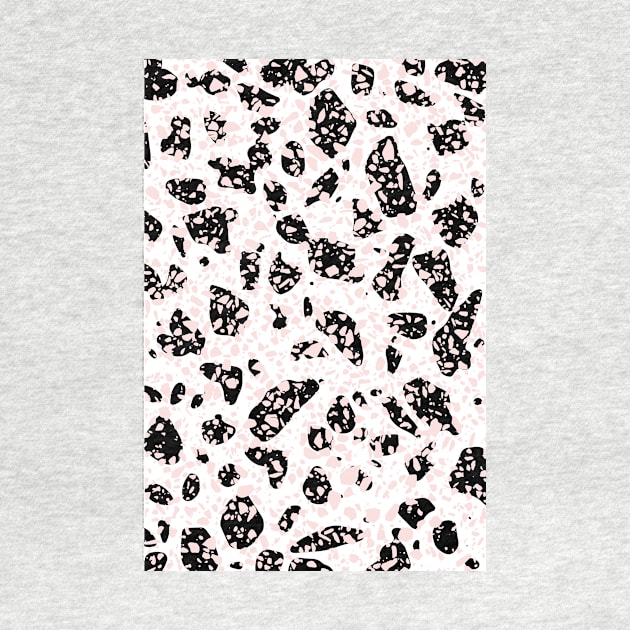 Tripple Terrazzo - Rose Pink Black  White Modern Speckle Pattern by fivemmPaper